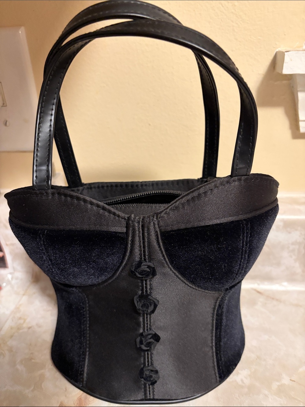 Black Corset-Style zipper Purse